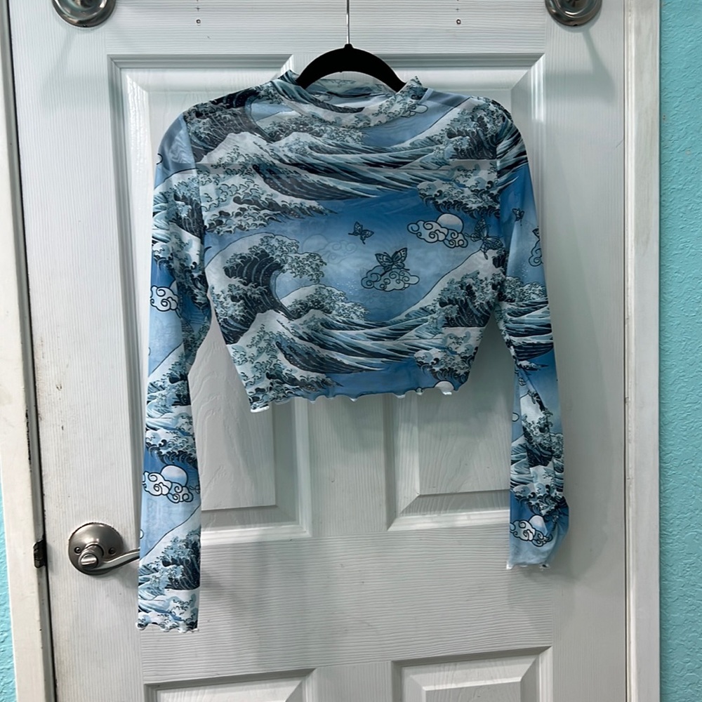 Long sleeve, mesh crop top